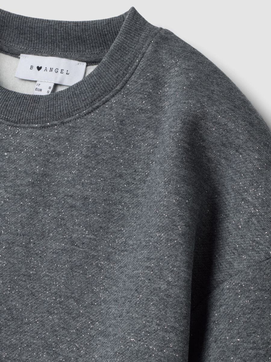 Grey cotton-blend crew-neck sweatshirt with all-over lurex print_1