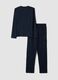 Pigiama blu in puro cotone organico con scollo serafino regular fit_2