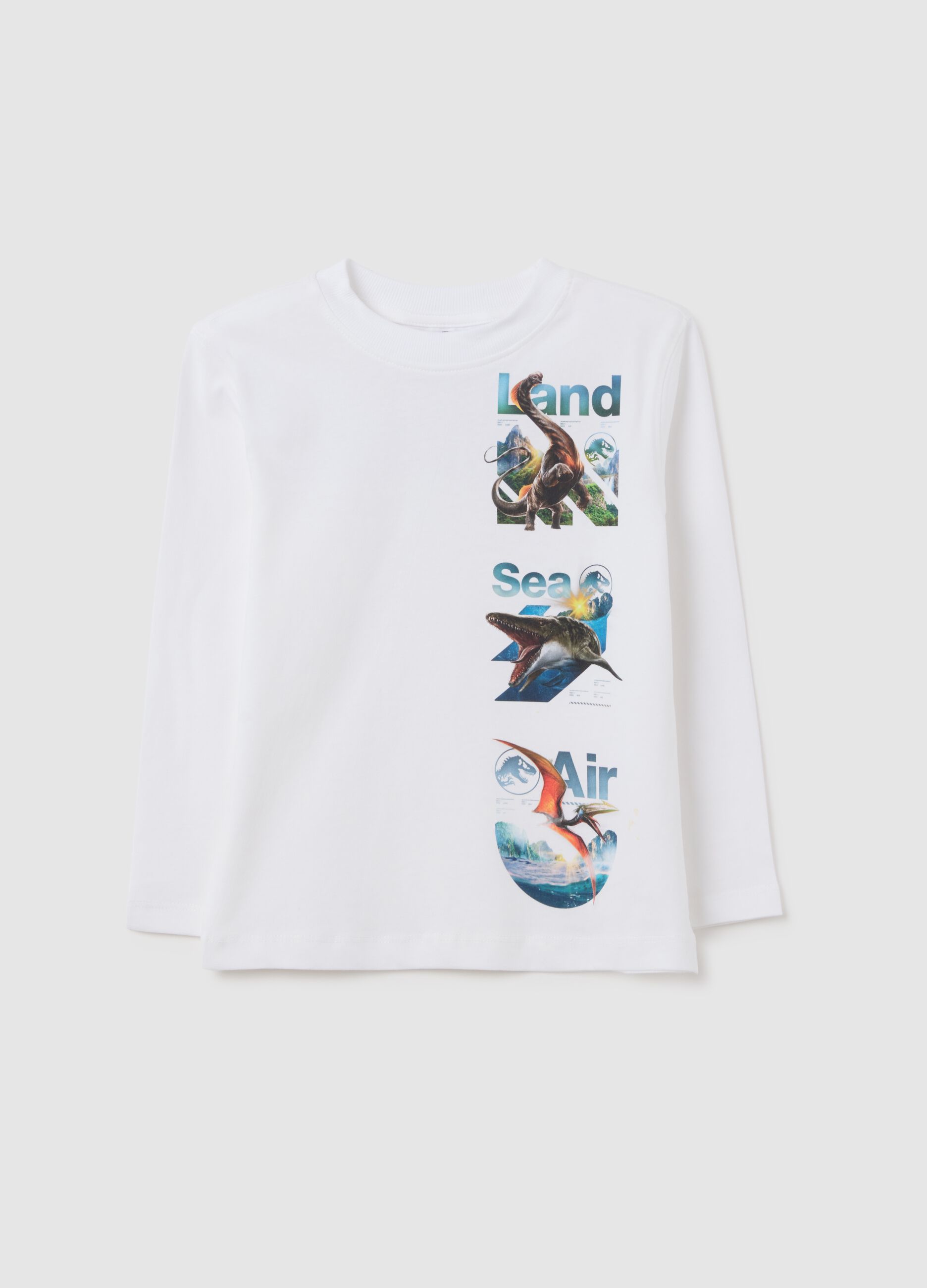Children's pure cotton white regular fit T-shirt with Jurassic World print