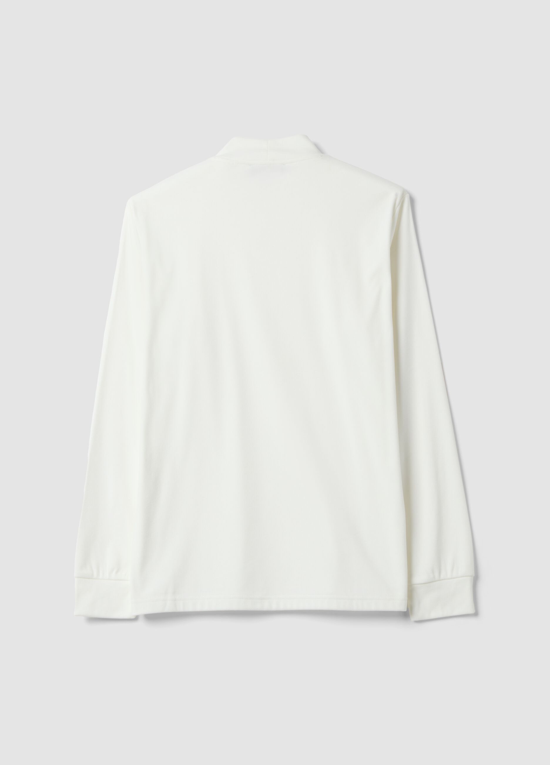 White stretch-fabric top with high neck