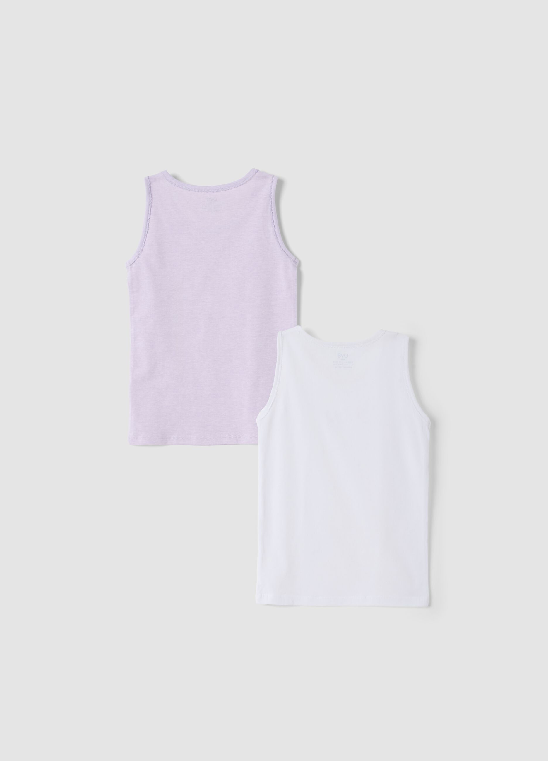 Bipack canotte bianco e viola in puro cotone organico girocollo