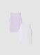 Bipack canotte bianco e viola in puro cotone organico girocollo_1