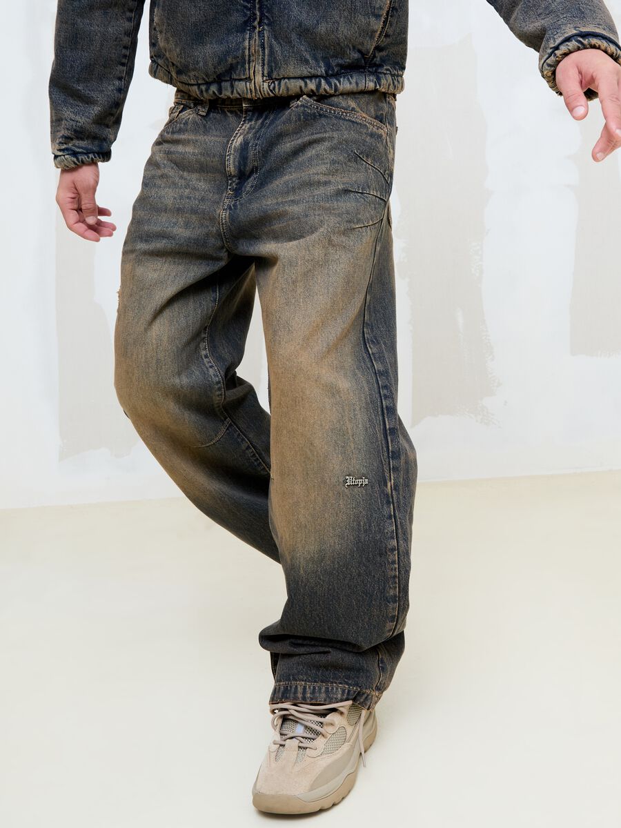 Vintage Wide-Leg Denim in Dark Blue_0