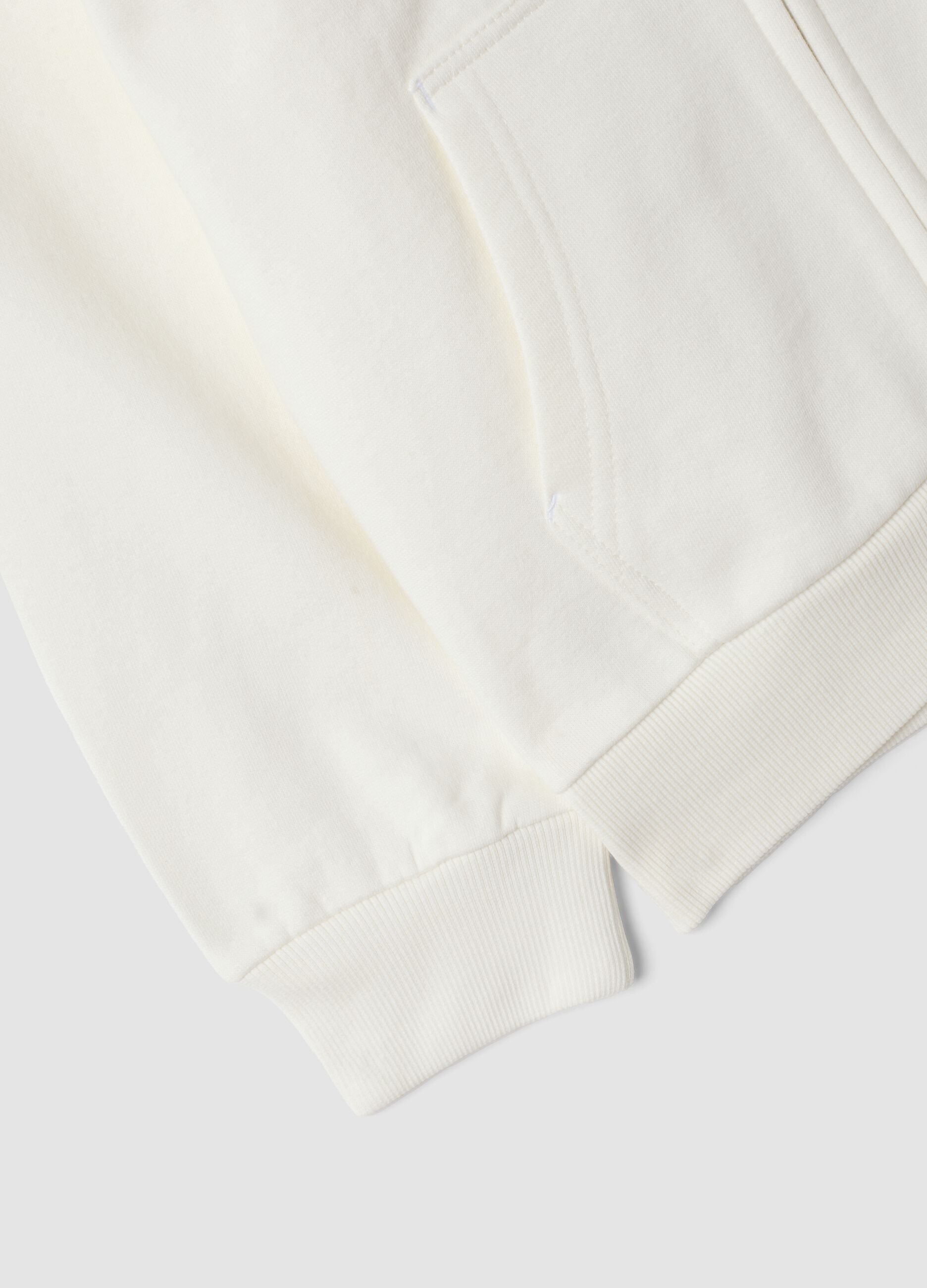 White pure cotton hooded sweatshirt with logo for boys, regular fit