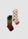 2-pack of brown and green long socks in stretchy organic cotton_0