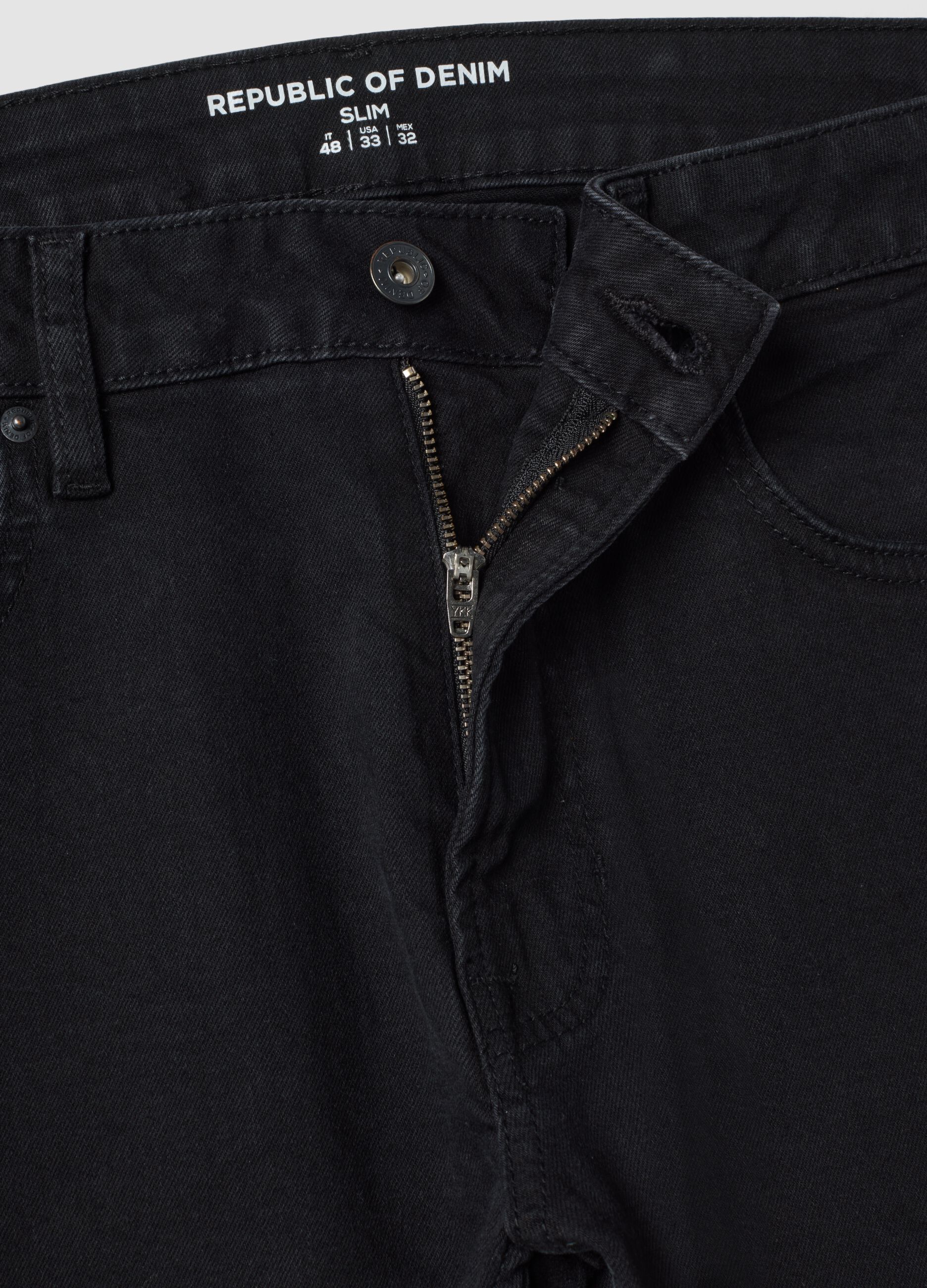 Black stretch cotton slim-fit denim jeans