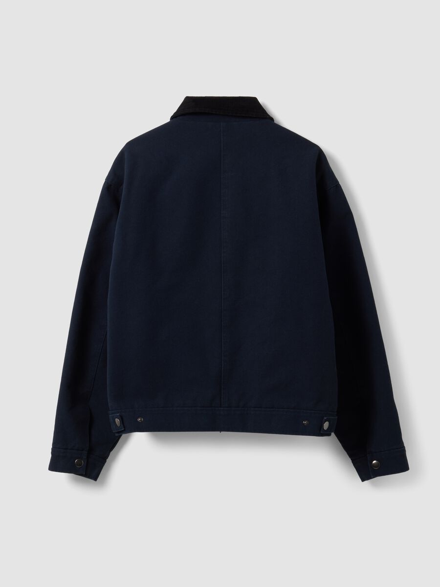 Blue cropped pure cotton padded jacket, oversized fit_6