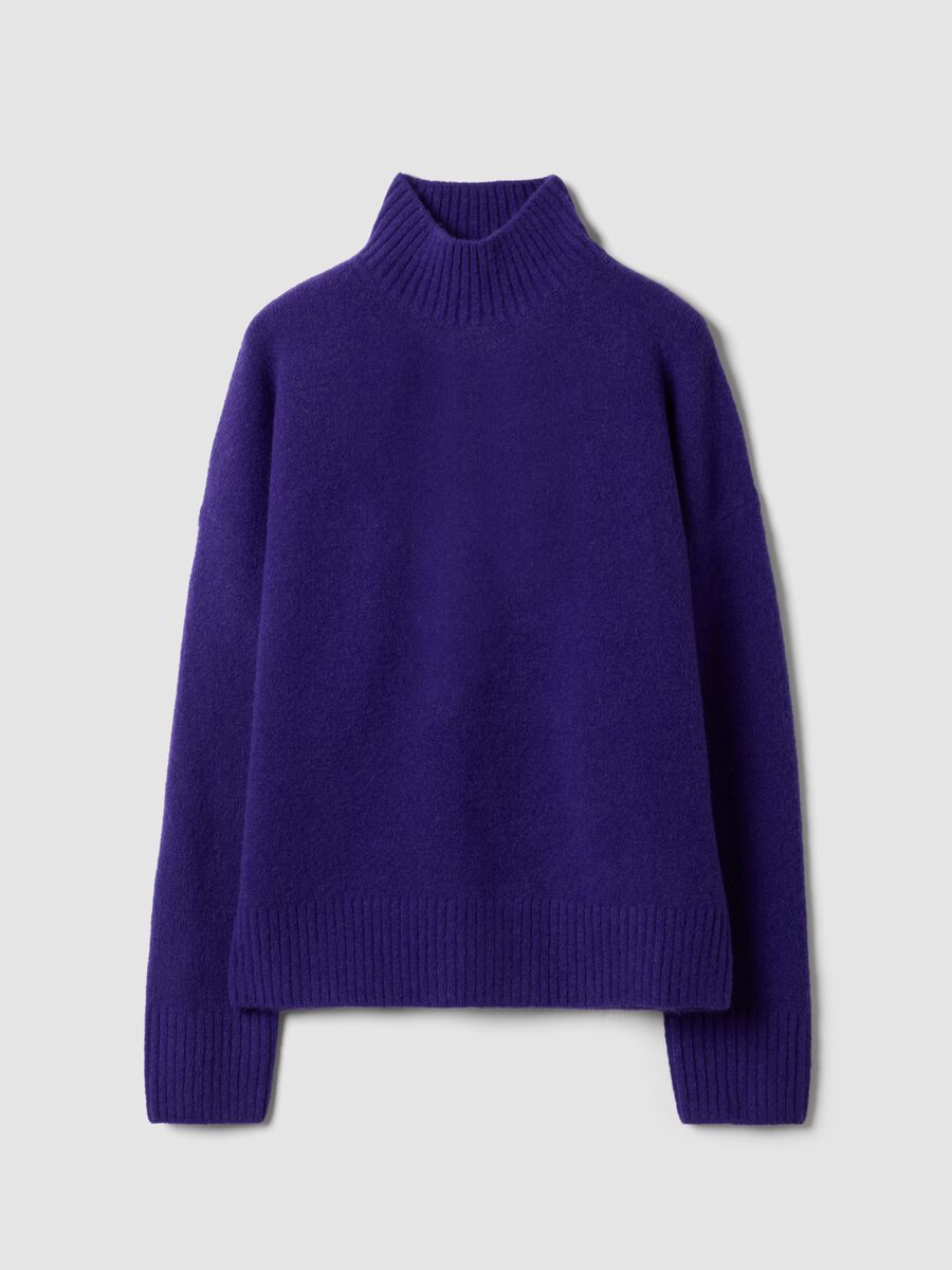 Blue stretch wool jumper with high neck_0