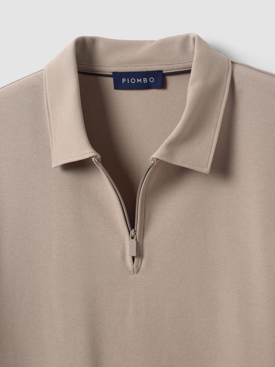 Grey stretch cotton-blend piqu&eacute; polo shirt, Easy Dry, regular fit_5