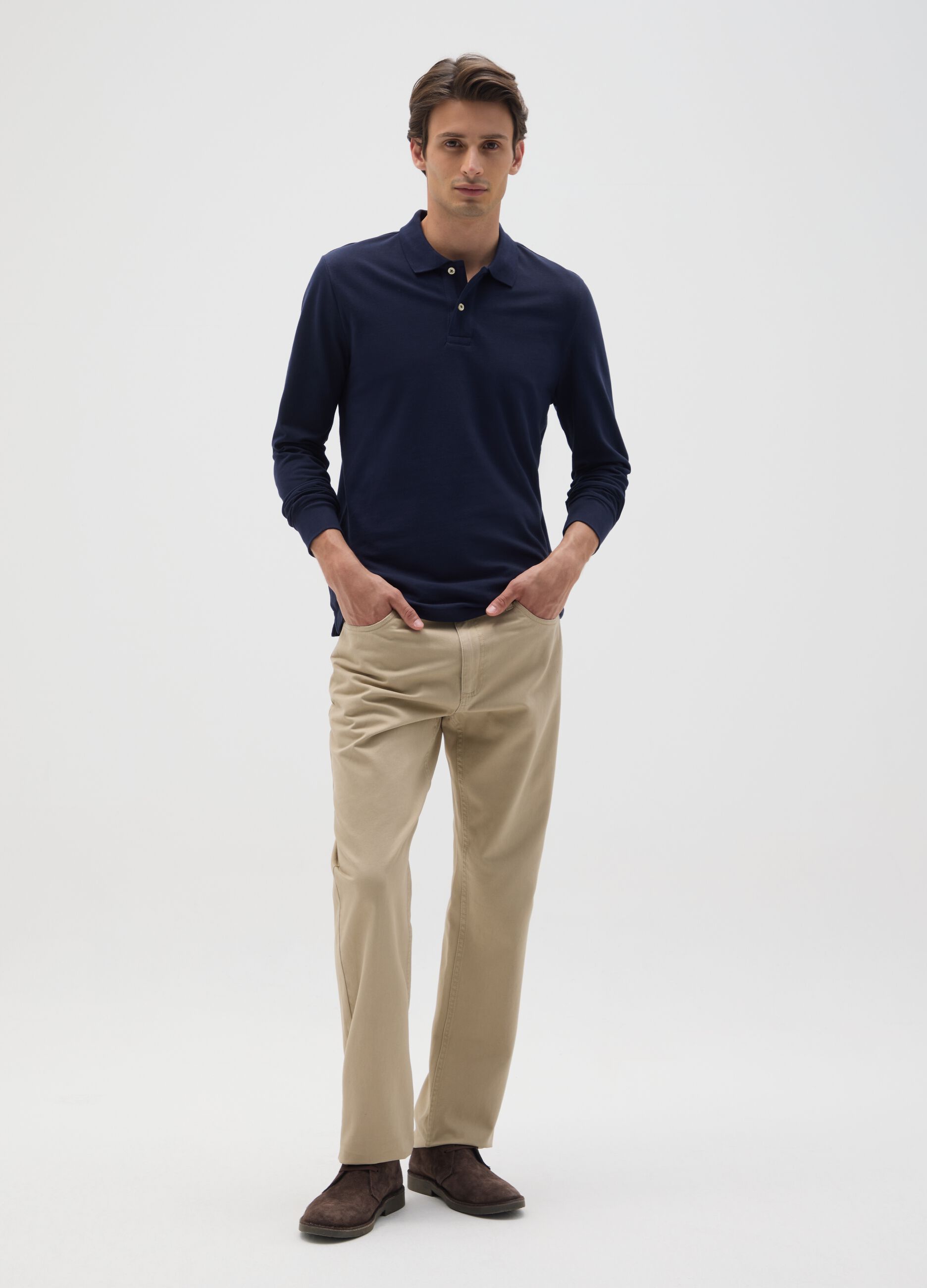 Men's Regular Fit Blue Cotton Polo Shirt