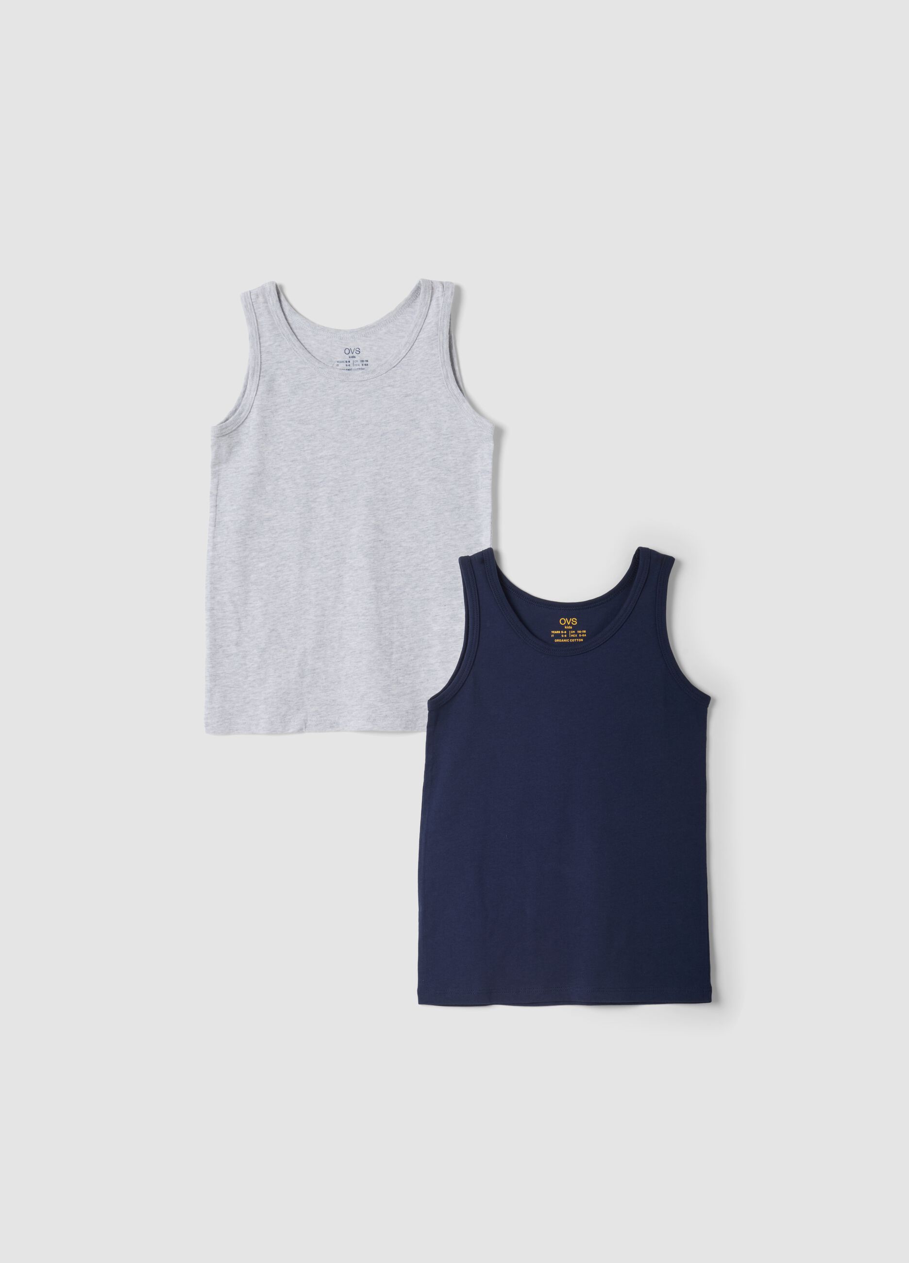 Bipack canotte blu e grigie in puro cotone organico girocollo