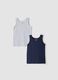 Bipack canotte blu e grigie in puro cotone organico girocollo_0