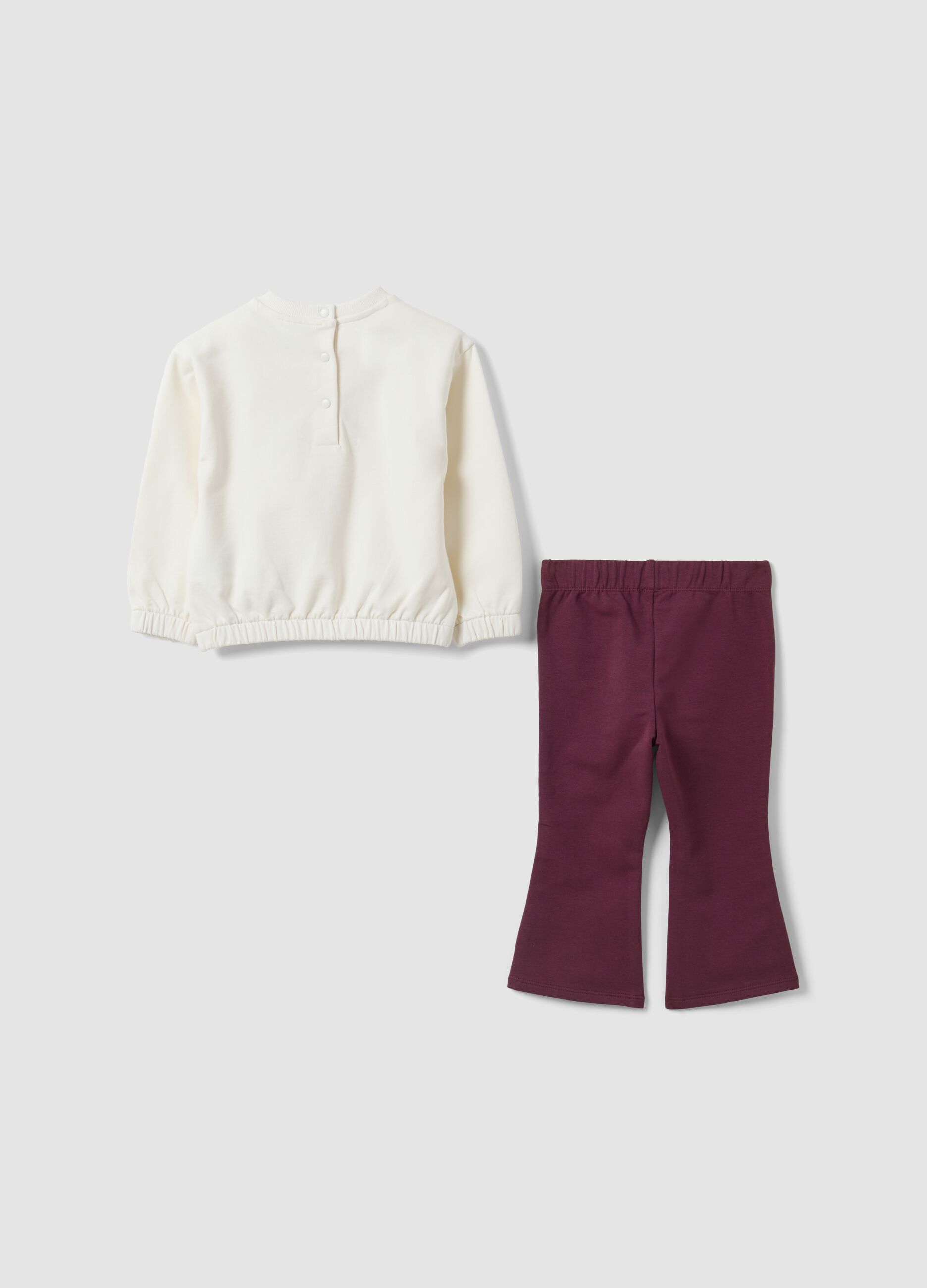 White and purple stretch organic cotton set with Daisy print