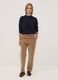 Beige ribbed stretch cotton trousers with elasticated waistband_0