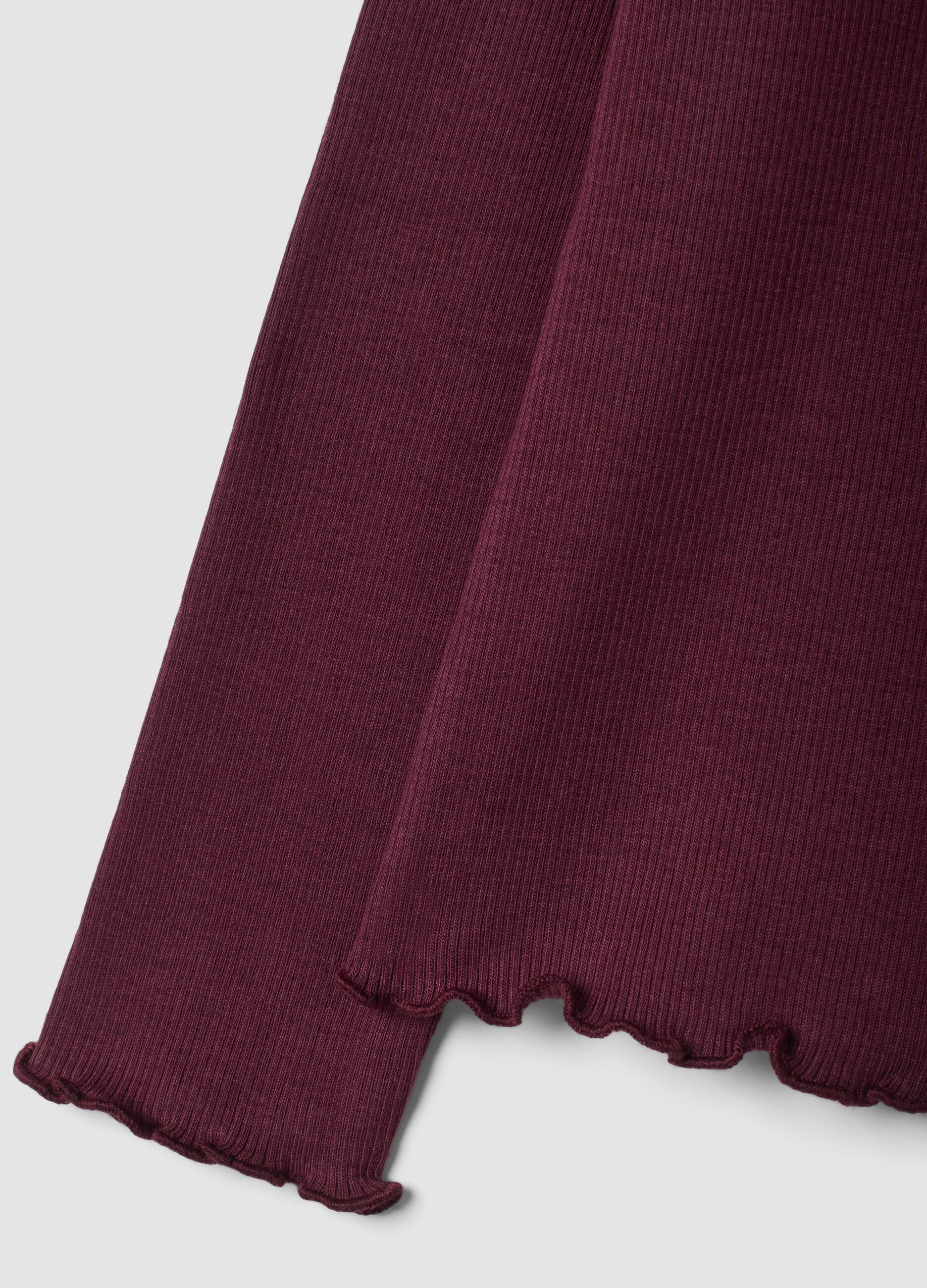 Purple organic stretch cotton T-shirt with mock neck