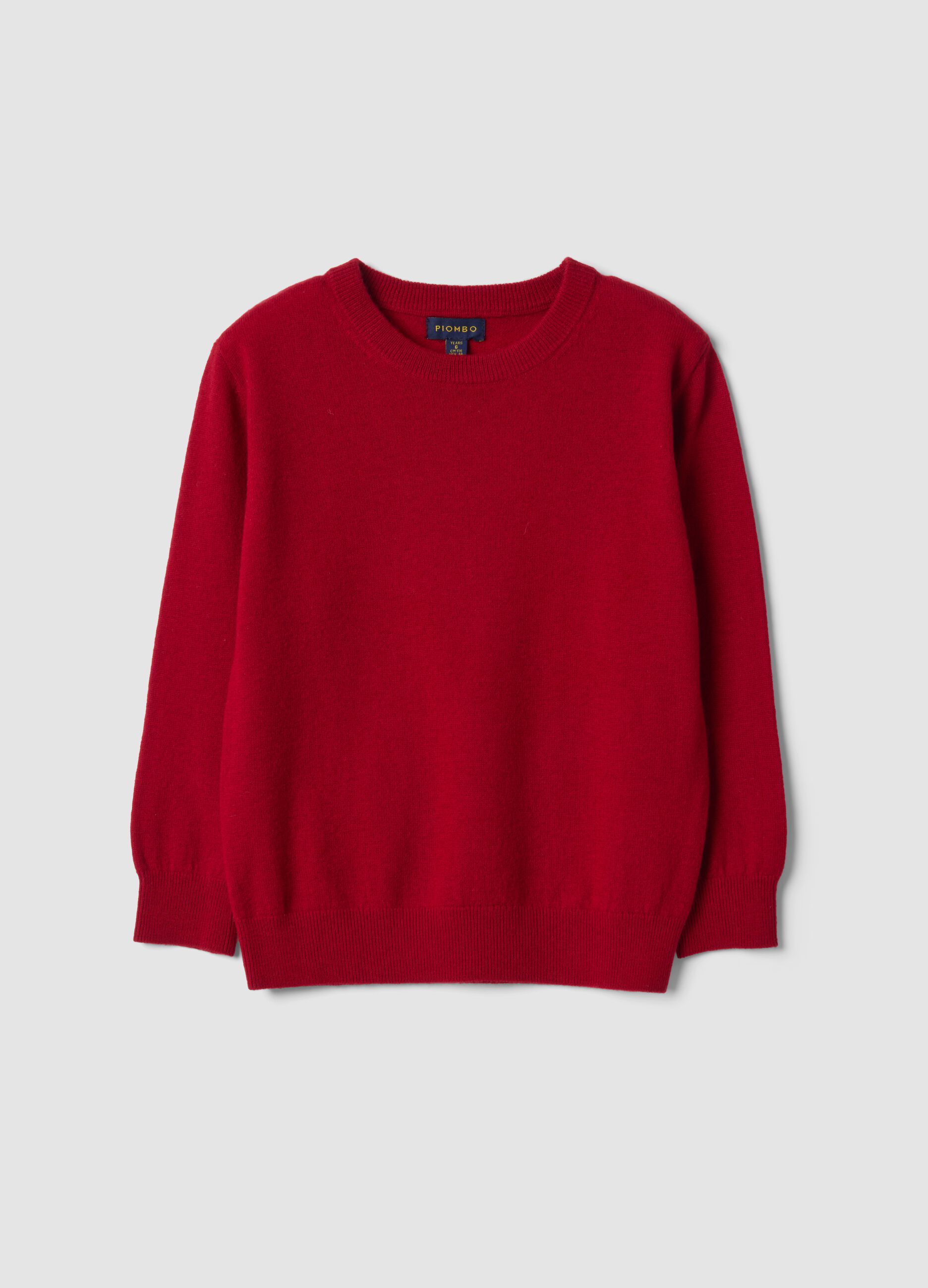 Red pure wool long-sleeve jumper, regular fit