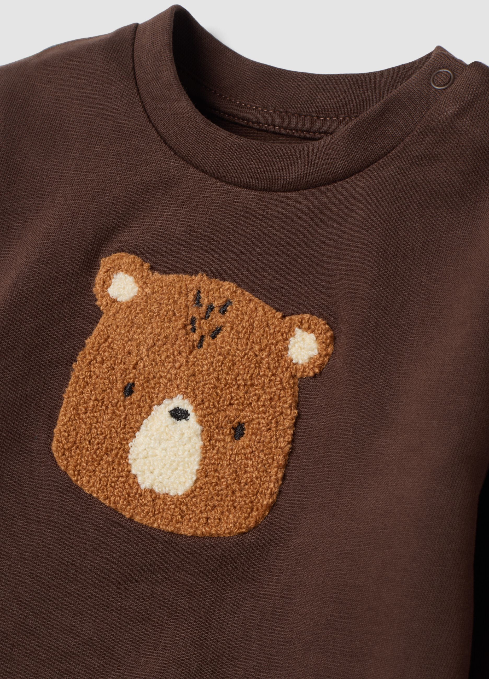 Brown crew-neck pyjamas in pure organic cotton