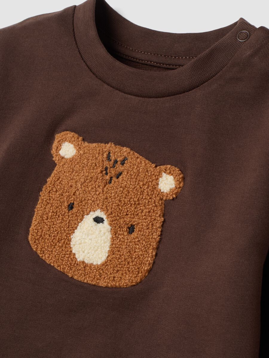 Brown crew-neck pyjamas in pure organic cotton_3