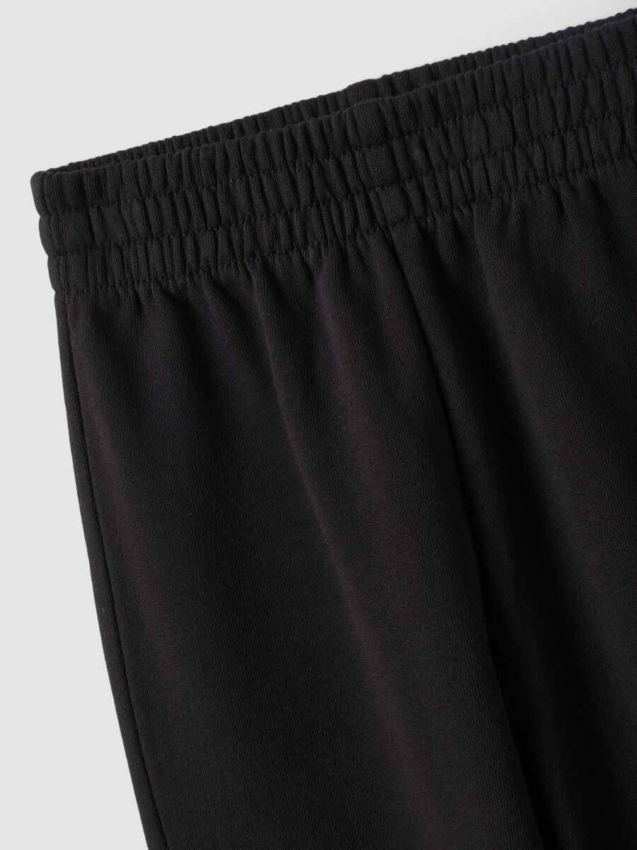 Black pure cotton fleece joggers, regular fit_2