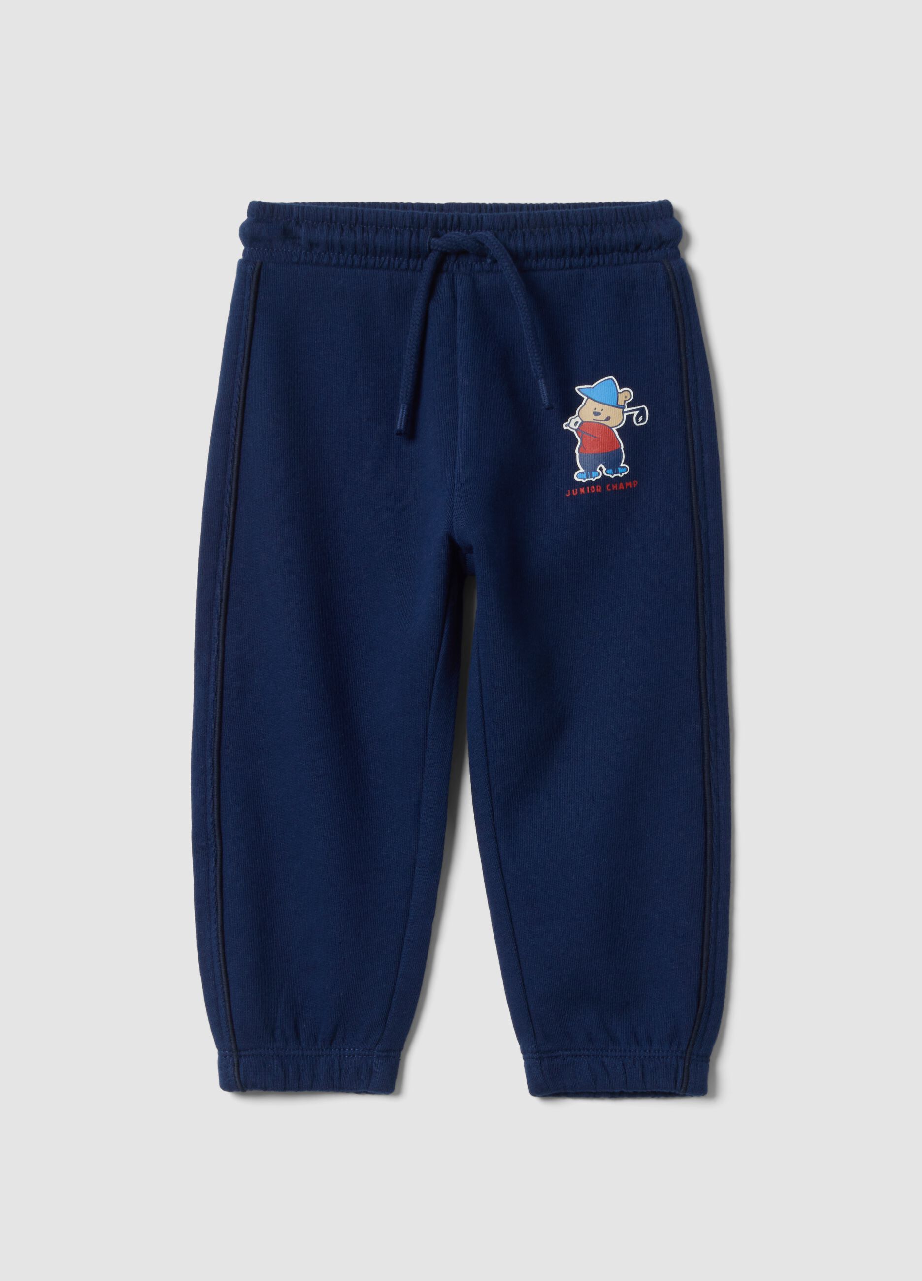 Pantaloni jogger blu in puro cotone