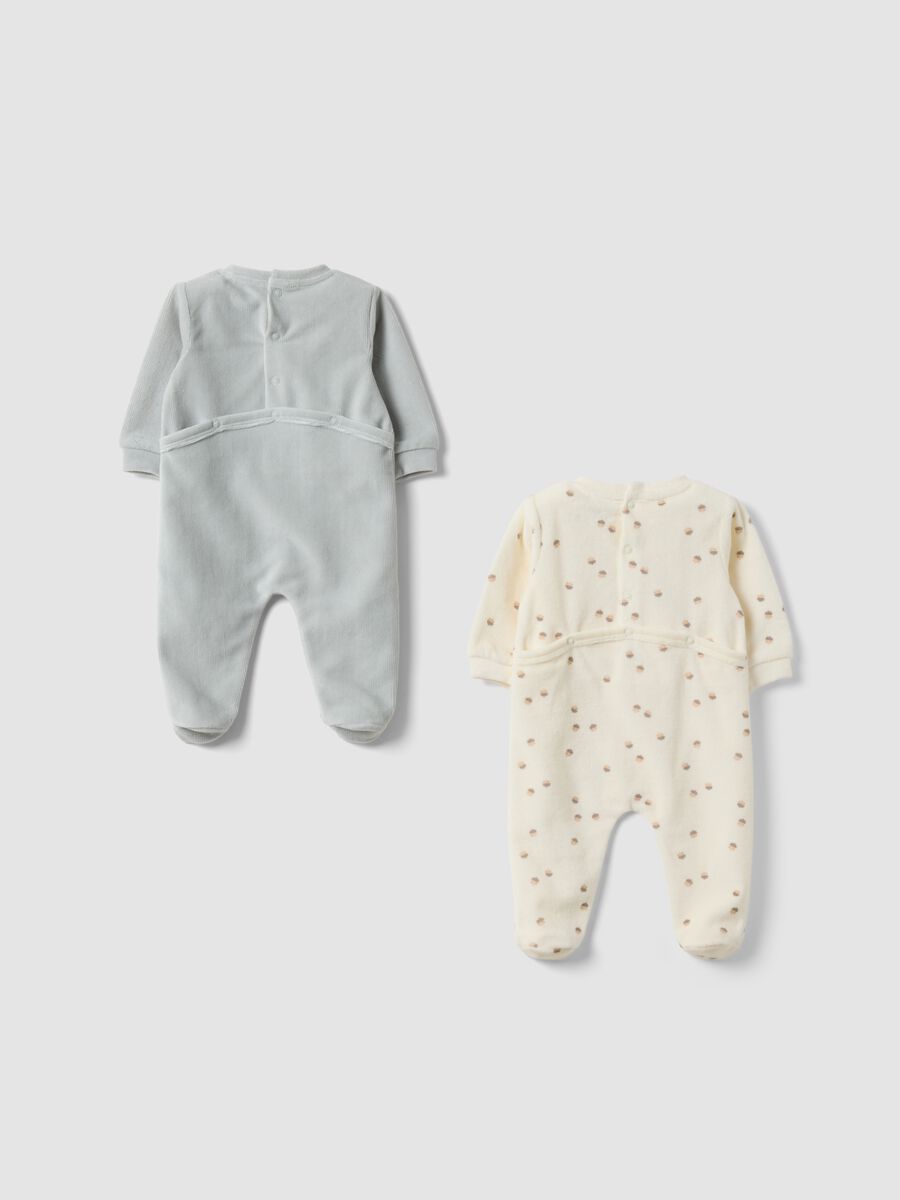 2-pack multicolour cotton-blend baby sleepsuits with feet and print_1