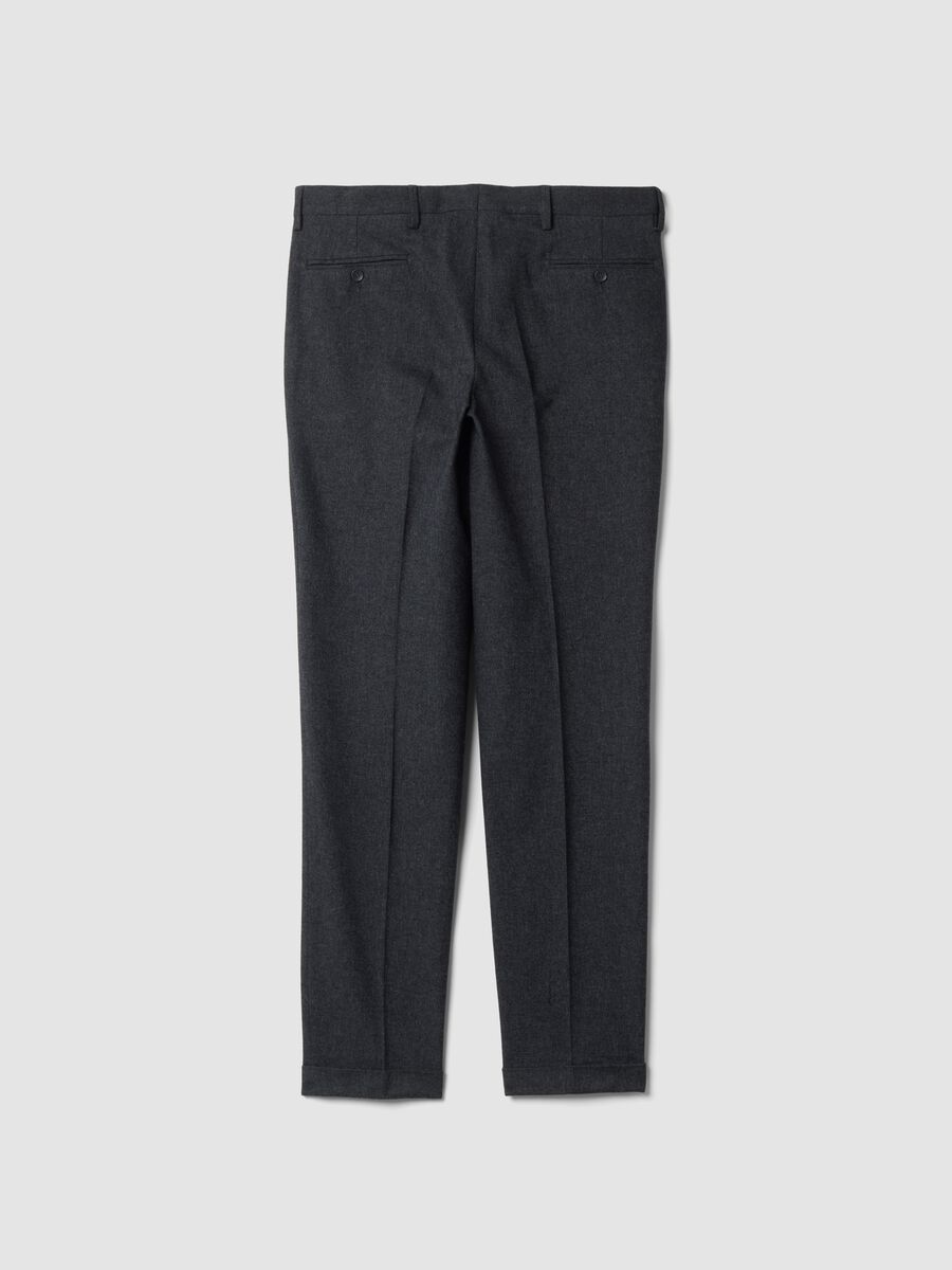 Charcoal grey slim-fit formal stretch cotton trousers_2