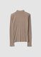 Beige ribbed lyocell-wool blend T-shirt, regular fit_2