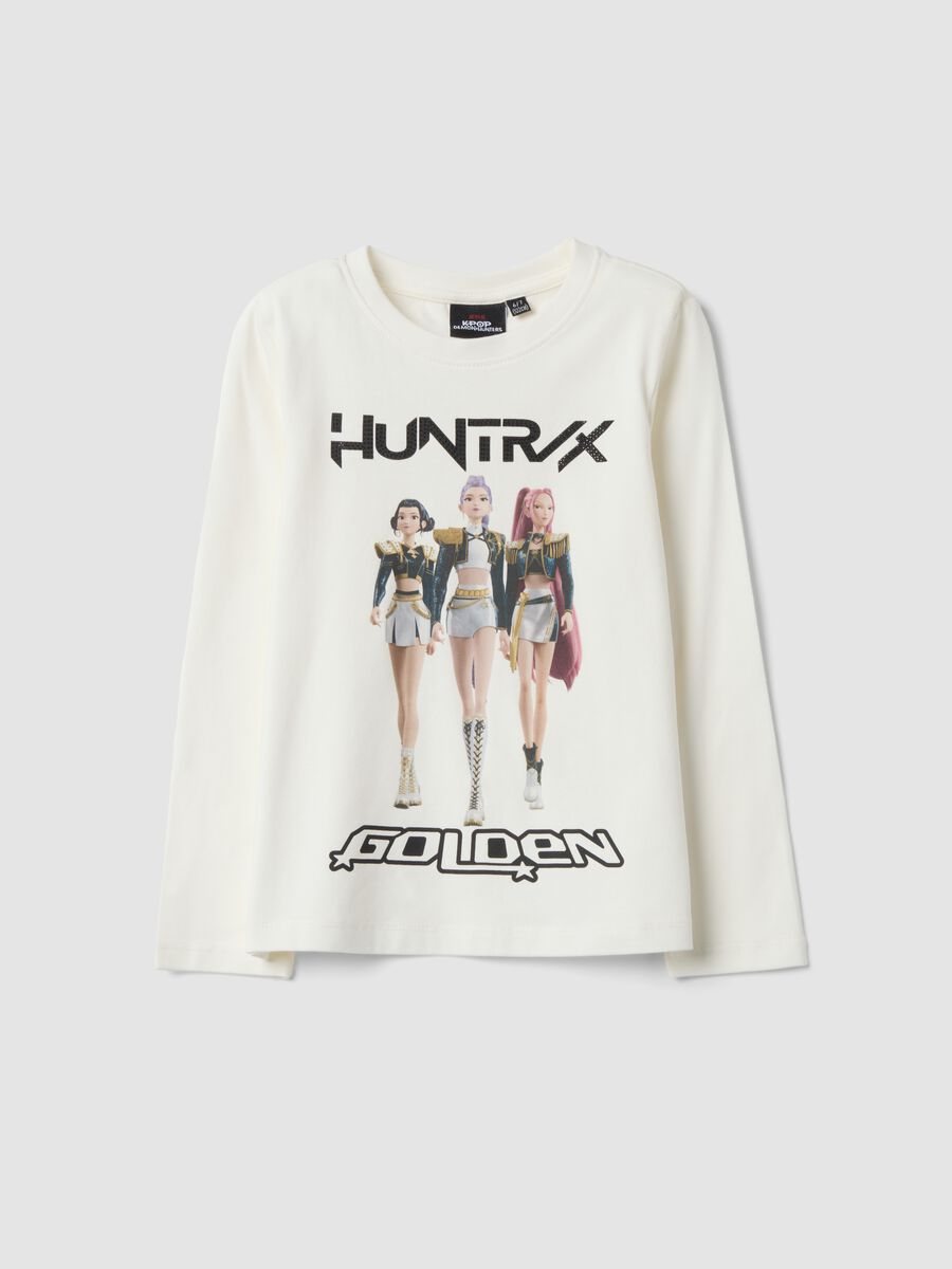White stretch cotton T-shirt with K-Pop Demon Hunters print_0