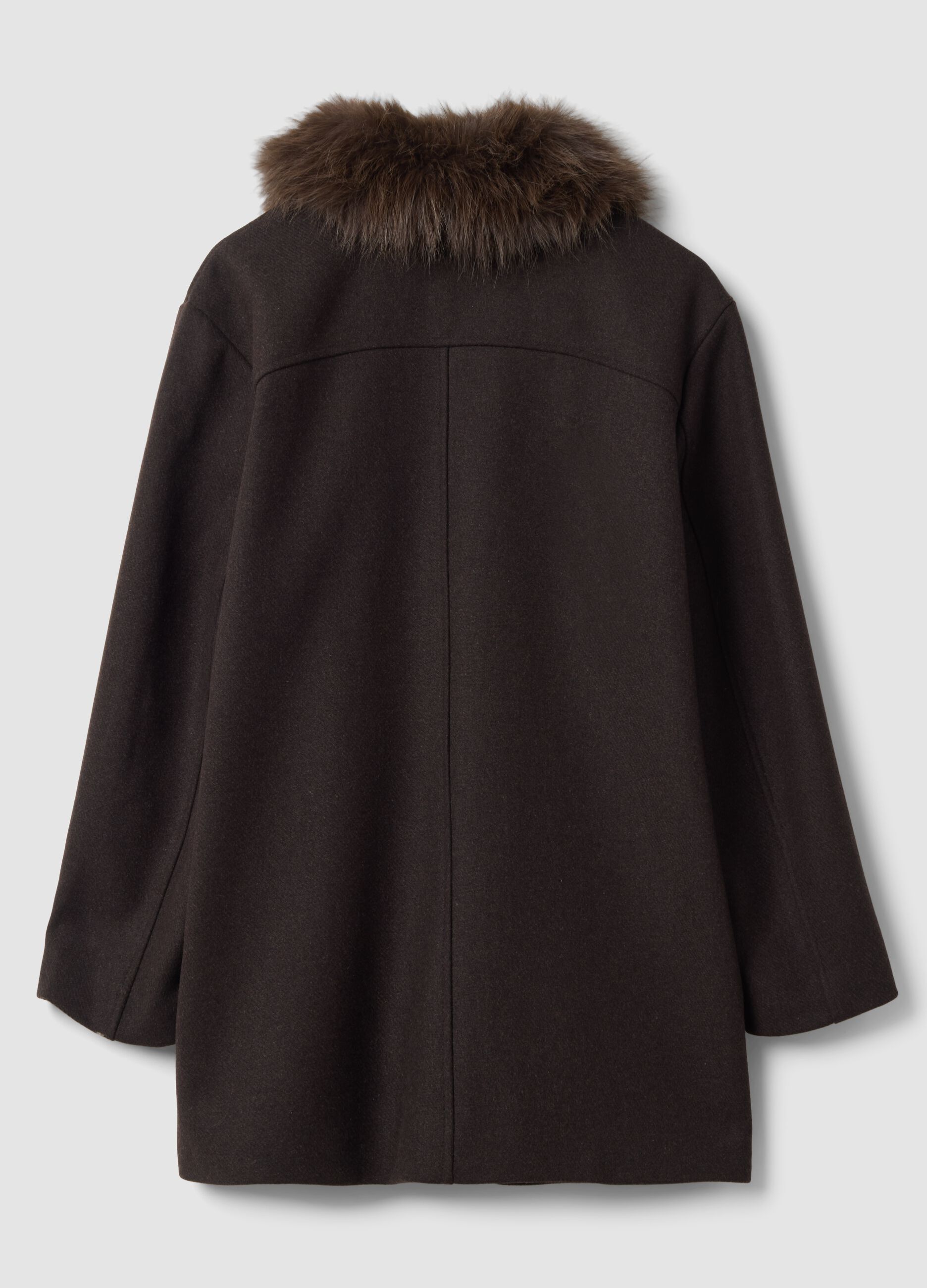 Dark brown wool- and viscose-blend coat, regular fit