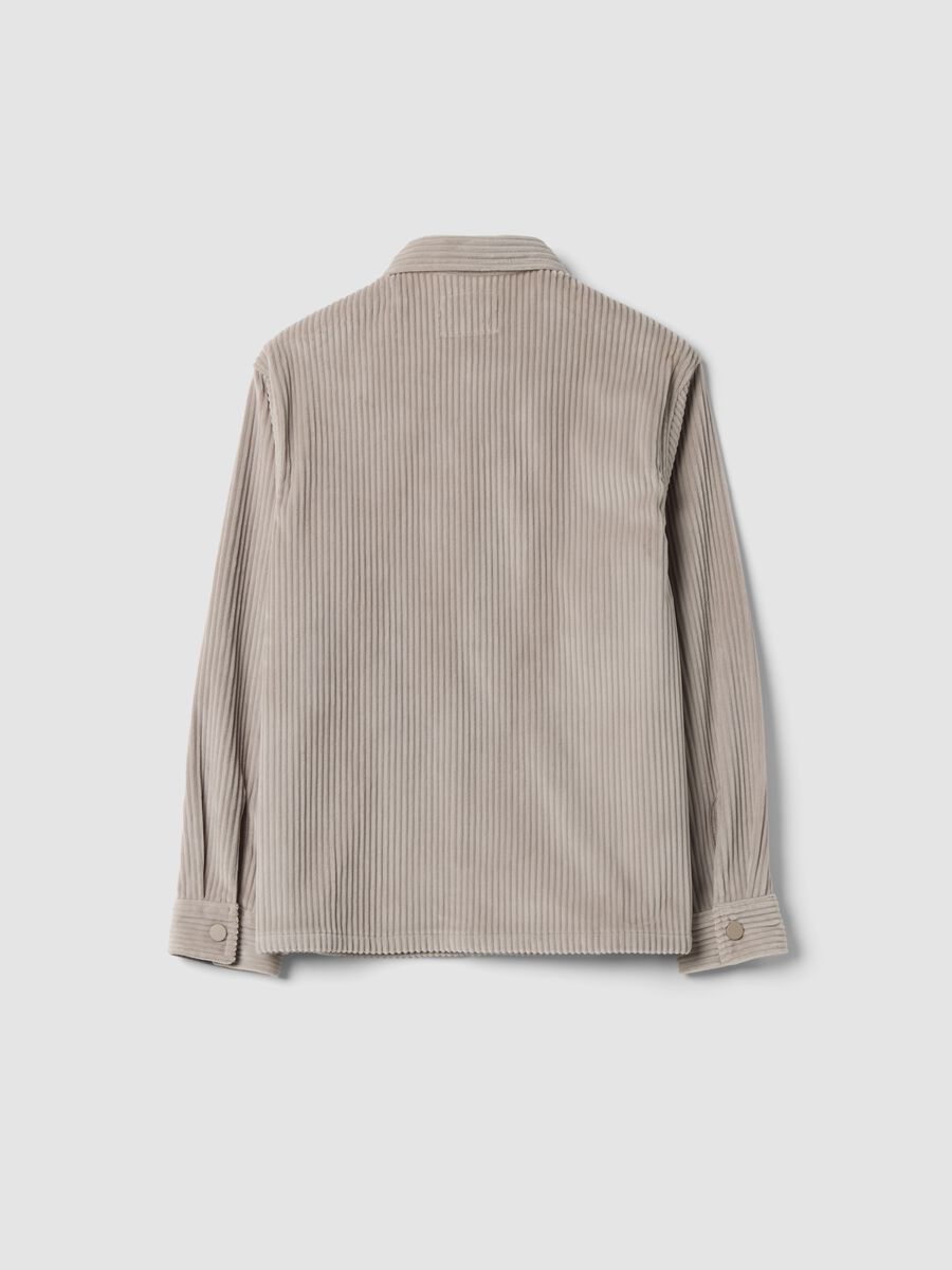 Beige ribbed shirt with classic collar_2