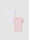 Bipack t-shirt rosa e bianca in puro cotone organico girocollo_0