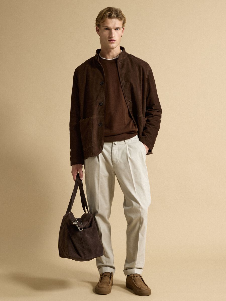 Grey regular-fit stretch cotton chino trousers_0