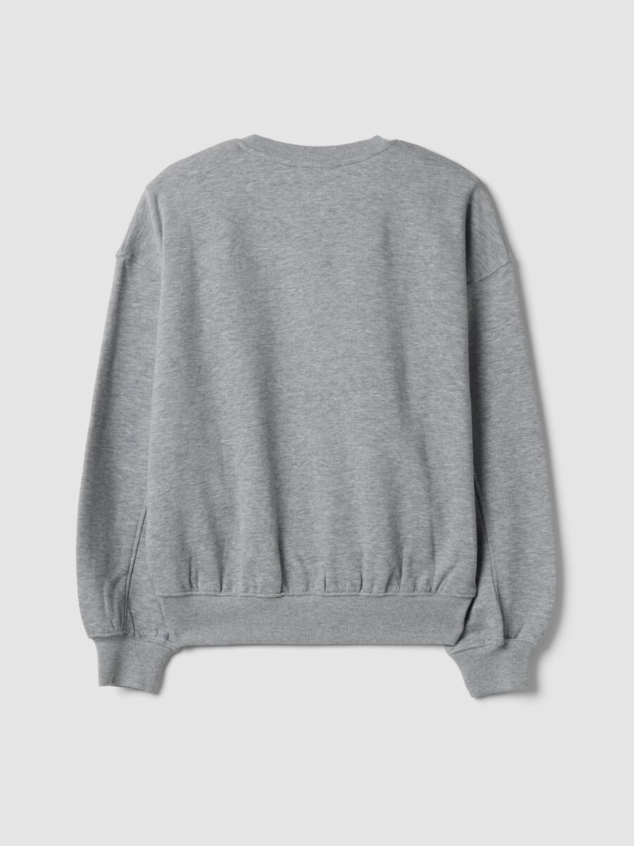 Grey crew-neck sweatshirt in cotton-viscose blend fleece, regular fit_2