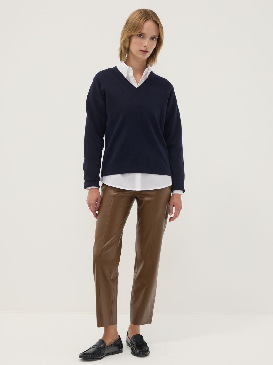 Brown slim-fit leggings with regular waist and elasticated waistband_0