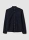 Blue wool-blend sweatshirt with ribbed collar_0