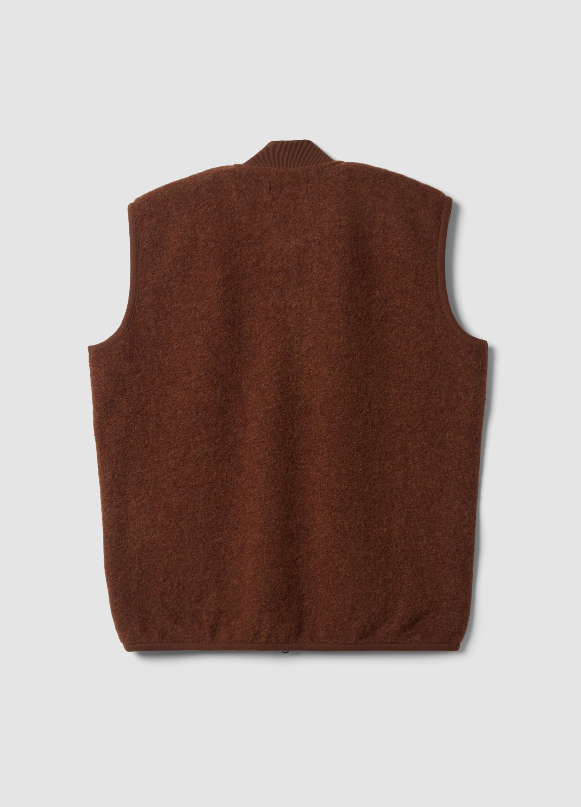 Brown wool-blend gilet with zip
