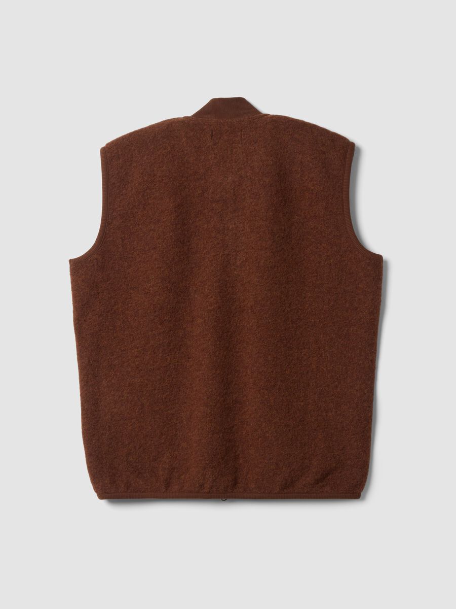 Gilet marrone in misto lana con zip_2