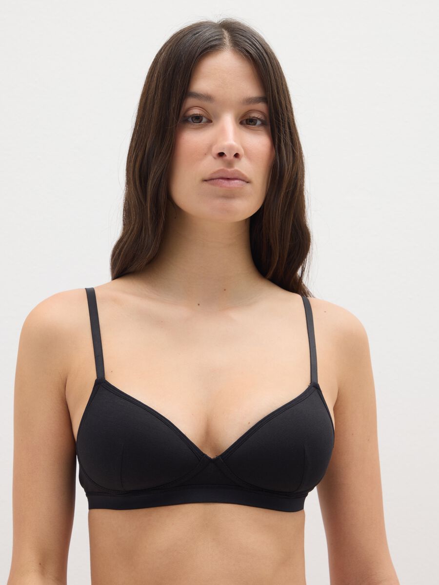 Black Stretch Cotton Bra_0