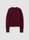 Burgundy red crew-neck cable-knit wool-blend jumper, regular fit_2