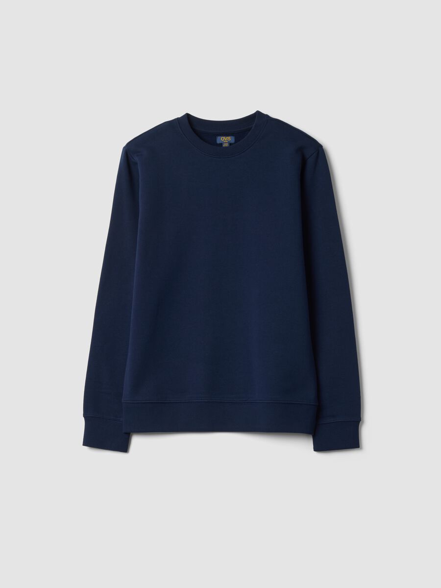 Navy blue organic cotton crew-neck sweatshirt_0