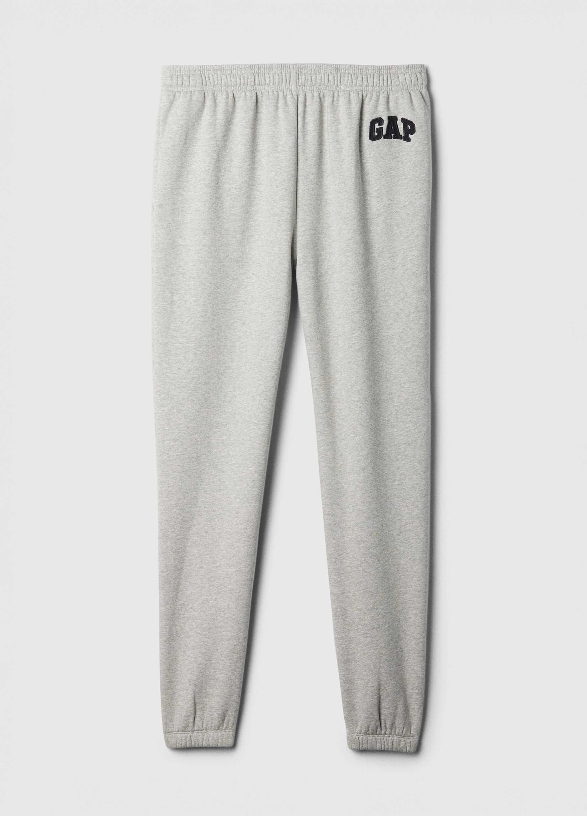Pantaloni jogger grigio chiaro in misto cotone con logo GAP
