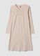 Camicia da notte beige in misto cotone organico con scollo a V_0