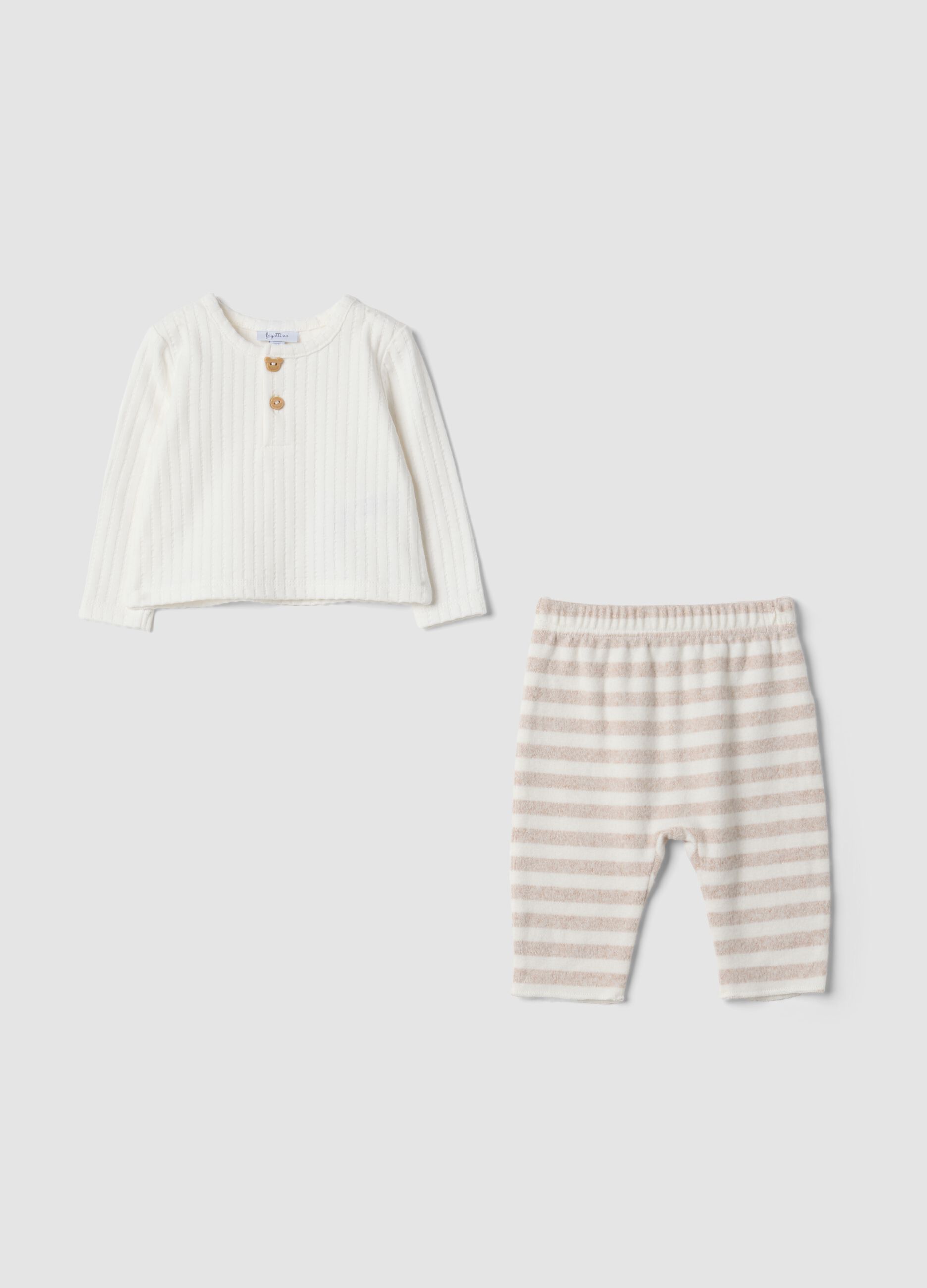 White ribbed organic cotton set