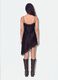 Black viscose-blend dress with deep V-neck and lace_2