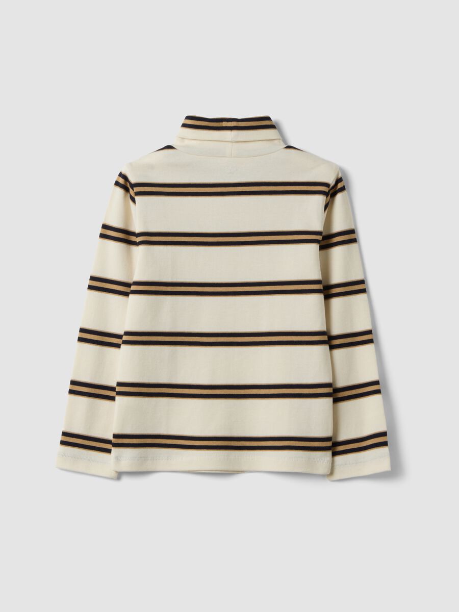 Beige striped organic cotton roll-neck jumper_1