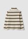 Maglia beige a righe in puro cotone organico con dolcevita_1