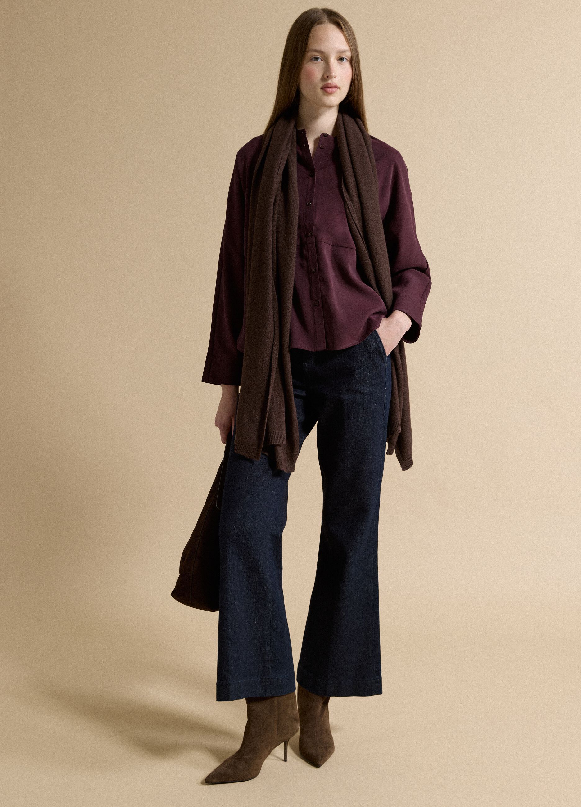 Brown pure cashmere scarf