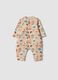 Tutina beige in puro cotone organico con stampa animali_0