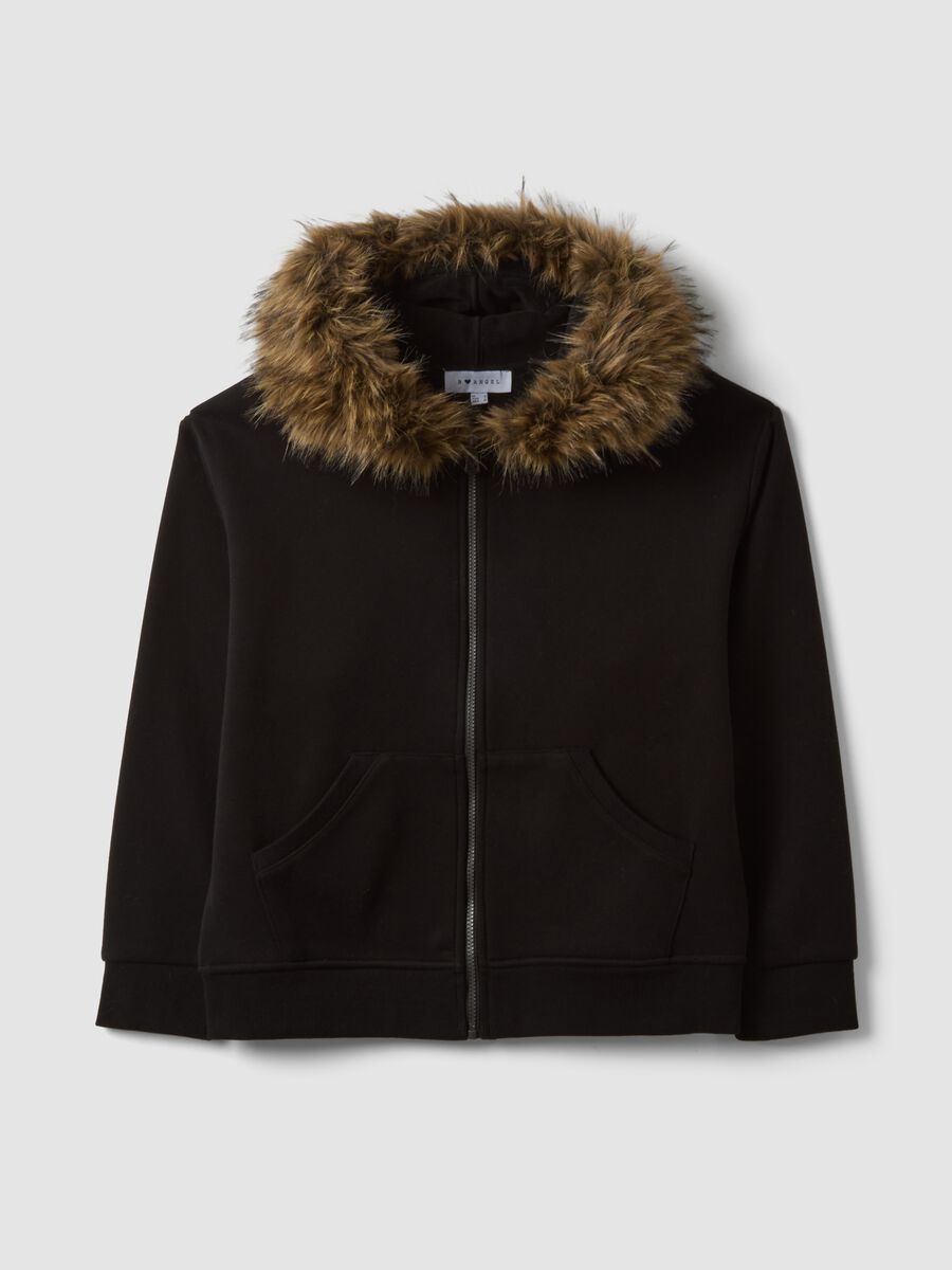 Black stretch-fabric sweatshirt with crew neck, relaxed fit_0