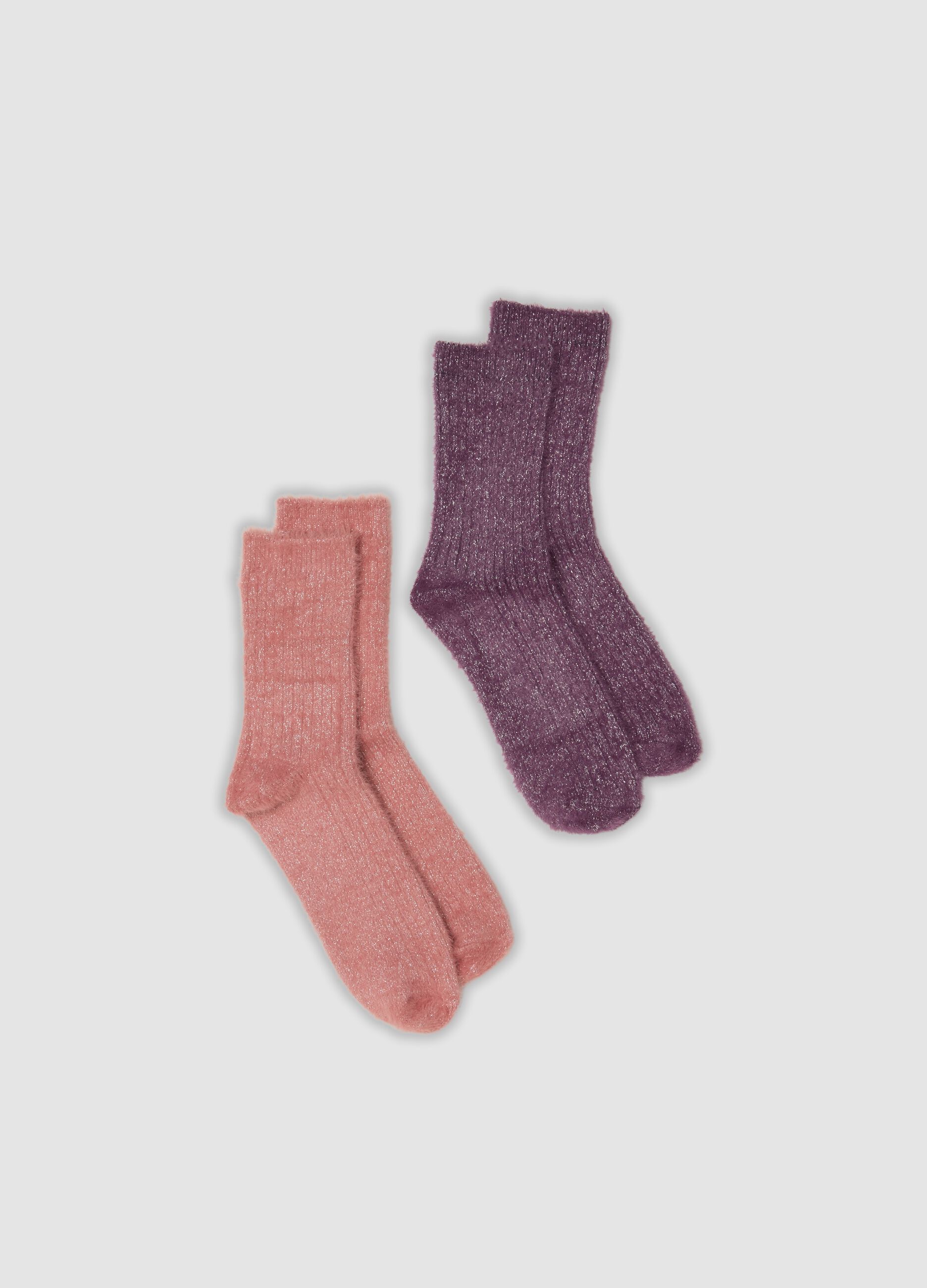 Bipack di calzini rosa chiaro e malva in tessuto elasticizzato